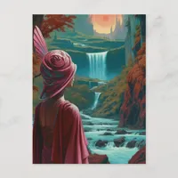 Woman at the Waterfall Postcard