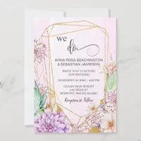 *~* RSVP QR AR15 Floral WE DO  Geometric Wedding Invitation