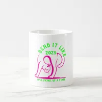 Customizable "Bend It Like 2025" Yoga Cat Coffee Mug