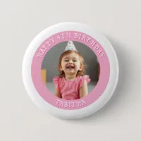 Personalized Age, Name and Photo Birthday  Button