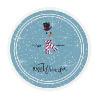 Magic and Wonder Christmas Snowman Blue ID440 Edible Frosting Rounds