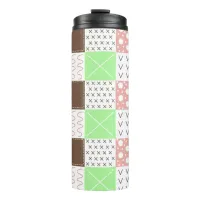 Boho Brown, Burgundy, Green and Mauve Whimsical    Thermal Tumbler