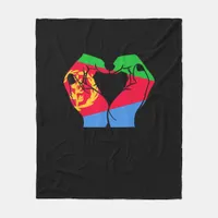 Hands Heart With Eritrean Flag Fleece Blanket