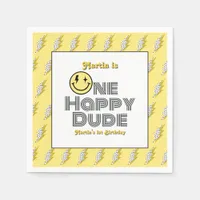 "One Happy Dude" Retro 1st Birthday Party Napkins