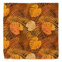 Gold, Rust, Mustard Tropical Leaf Pattern Bandana