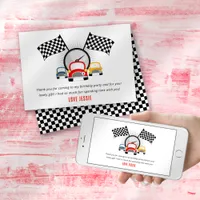 Race Car Birthday Thank You Card