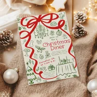 Whimsical Hand Drawn Christmas  Diner Invitation