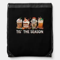Tis The Season Football Pumpkin Spice Halloween Fa Drawstring Bag