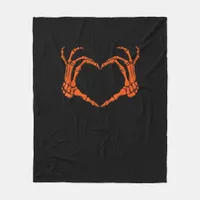 Skeleton Hand Heart Sign Costume Halloween Design Fleece Blanket