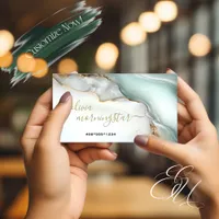Mother of Pearl  Teal Gold Fluid Alcohol Ink Business Card