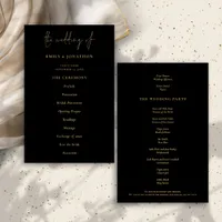 Budget Elegant Gold Black Wedding Program