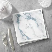 Modern Marble Glitter Wedding Dusty Blue ID816 Napkins