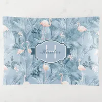 Flamingo Orchid Tropical Pattern Blue ID868 Trinket Tray
