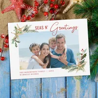 Tropical Christmas Starfish Seas N Greetings Photo Holiday Card