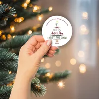 Cute Christmas Carol Typography Tree Personalized Classic Round Sticker