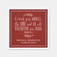 Christian Bible Verse Typography Red Graduation Napkins