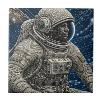 Ai Art Astronaut in Space Ceramic Tile