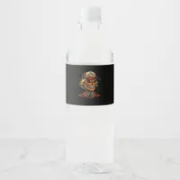 Funny Trumpkin Pumpkin Skeleton Make Halloween Gre Water Bottle Label