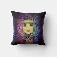 Psychedelic Dreamy Girl - Surrealism Painting Throw Pillow