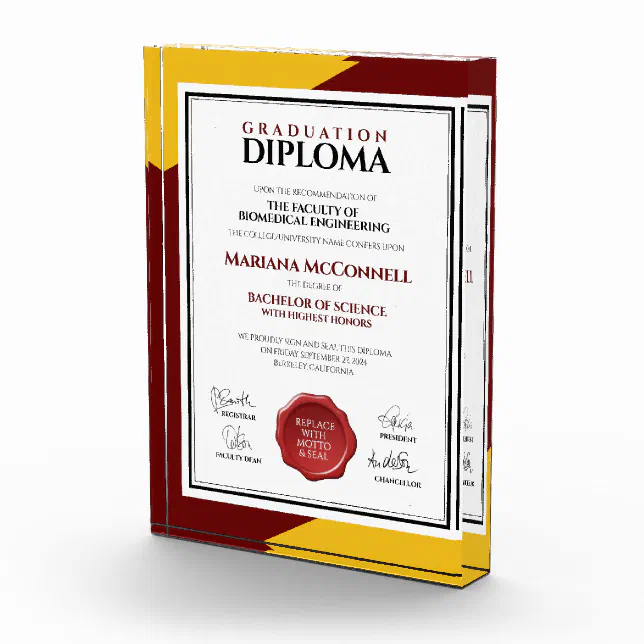 Red Gold School College University Diploma Photo Block