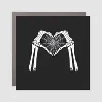Skeleton Hands Cobweb Heart (White) Classic Car Magnet