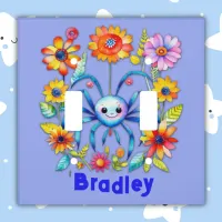 Monogram Boy Name - Cute spider in blue |