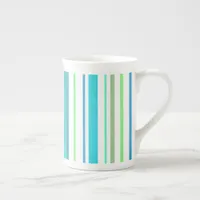 Aqua Blue Green Beach Color Stripes Bone China Mug