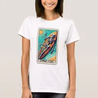 Funny Beach Summer Vibes Surfboard Skeleton Tarot T-Shirt