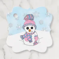 Personalized Christmas Pink Snowman Favor Tags