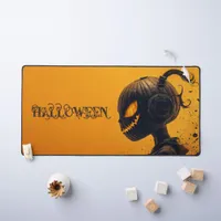 Yellow Halloween Horror Helmet Desk Mat