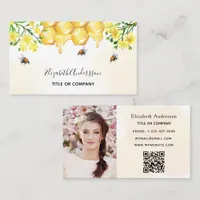 Bumble bees honey yellow photo qr code business card