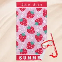 Strawberry Sweet Summer Cute Pink Beach Towel