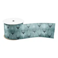 Deer Antlers Arrows Christmas Pattern Teal ID861 Satin Ribbon