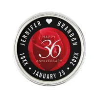 Elegant 36th Rose Wedding Anniversary Celebration Lapel Pin