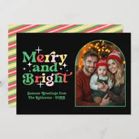 Art Deco Luxe Modern Retro Christmas Family Photo Holiday Card