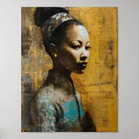 Gorgeous Woman Mixed Media Painting Poster