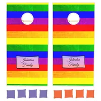 Monogram med Rainbow Bean Bag Corn Hole Cornhole Set