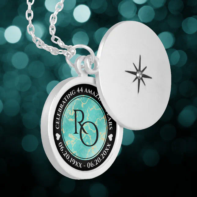 Elegant 11th 44th Turquoise Wedding Anniversary Locket Necklace