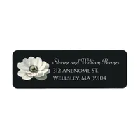 Elegant Anenome Flower Black & White Address Label
