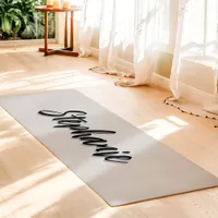 Soft Gray And Black Custom Name Simple Yoga Mat