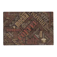 Coffee on Burlap Word Cloud Brown ID283 Placemat
