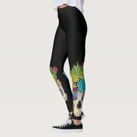 Skull with Crystals and Succulents Leggings