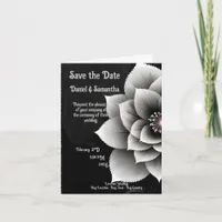 Timeless Elegance: Black & Silver Blossom Wedding  Invitation