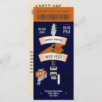 Retro Vinyl Rock ’n’ Roll Wedding Ticket Invitation