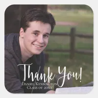 Elegant Typography Graduation Thank You Square Sticker