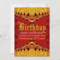 Orient Jungle Golden Birthday Party Invitation