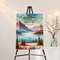 Watercolor Mountain Views Wedding  Welcome Foam Board