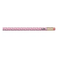 Pink and White Polka Dot Patterned Retro Monogram Pencil