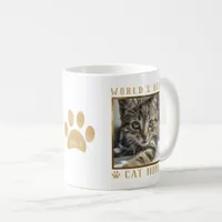 World's Best Cat Mom Gold Foil Paw Prints Photo Coffee Mug