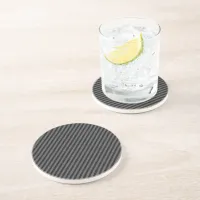 Thin Black and Gray Diagonal Stripes Drink Coaster